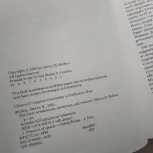 First Amendment, Democracy, and Romance / Steven H. Shiffrin, 1990